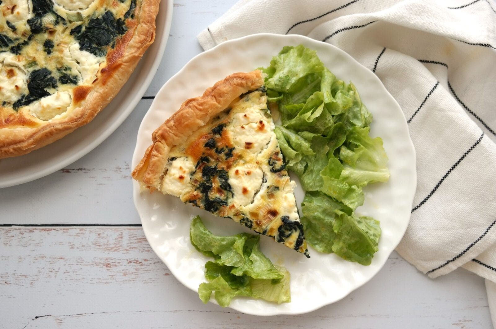 Quiche aux épinards et chantilly de feta