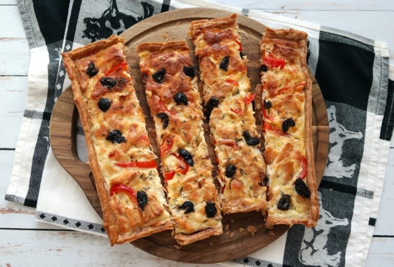 Tarte thon-poivron aux olives